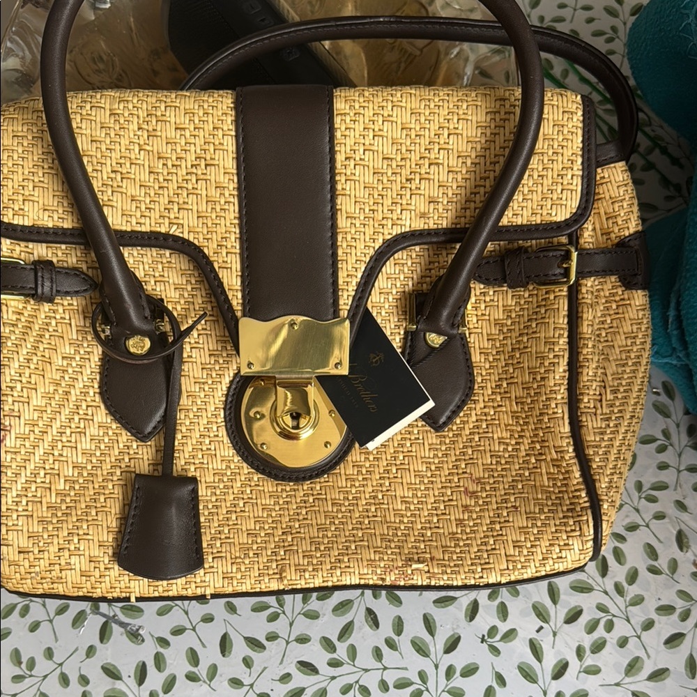 Brooke Brothers Elegant Brown and Gold Handbag